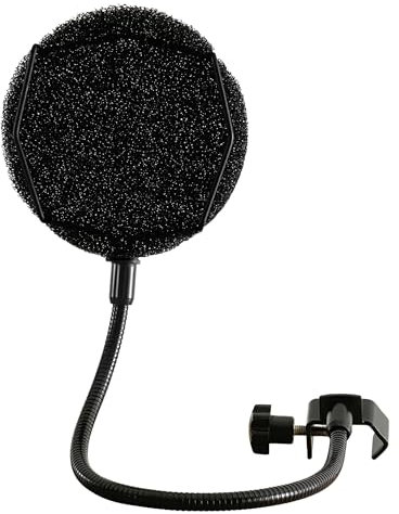 Melon Audio Filtre anti-pop pour microphone – Écran anti-vent en éponge avec bras en métal flexible à 360 ° (filtre supplémentaire)