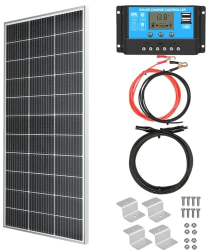 XINPUGUANG 150W 12V Kit Panneau Solaire PERC Mono pour Bateau Caravane | N-Type, Régulateur de charge 20A, pour toit balcon jardin, recharge batterie, cellules haute efficacité