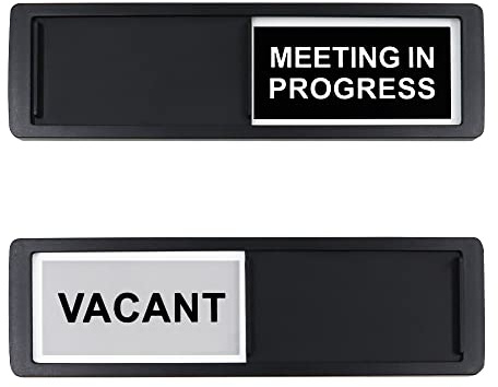 2 letreros de privacidad, letrero de puerta vacante/reunión en progreso, letrero de puerta corredera de 7 x 2 pulgadas para conferencias de oficina, indica si la habitación está vacante o en una