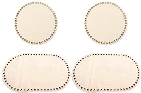 rockible 4 Stück Korb Boden Häkeln, Häkelkorb Holzbasis, Creative Naturholzkorbboden, Holzboden Zum Häkeln Holzboden, Blank Crochet Basket für DIY Korb Bastelarbeiten Craft Making, Set A