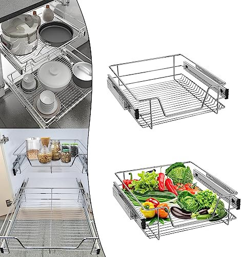 YARDIN 4 Stück Teleskopschublade Küchen Organizer Schrankauszug Küchenschublade, Küchenschrank Regal Einsatz Schlafzimmerschublade Schrankkörbe für Schlafzimmerschränke mit Schienensystem, 50cm