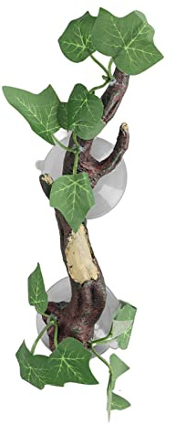 Climbing Terrarium Plant Decoration, Plastic Safe Relieve Boredom Reptile Plant Rattan Strong Suction with Suction Cup for Reptiles for Aquarium