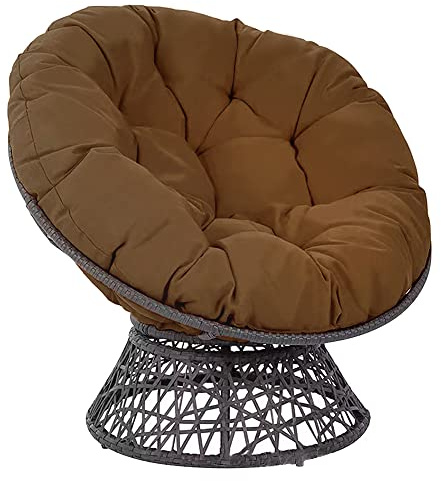 Morbuy Papasansessel Kissen Sitzauflage, Spritzwassergeschützt Rundes Dicke Stuhlkissen Bequem & Weich Sitzkissen Hängesessel für Indoor Outdoor Garten Stuhlauflage (120x120CM,Dunkles Curry)