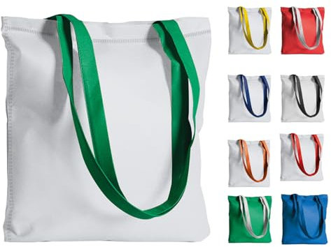 Hole Gadget ® | Stock 20 Shopper Personalizzate Pubblicitarie Bicolore, Borse Gadget Aziendali Personalizzate in TNT con Logo, Buste Shopping Bag per Omaggi a Clienti PG159