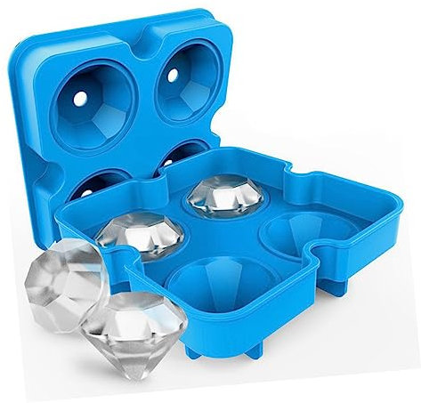 LIFKOME 4 Eisformer Diamant Kugel-eisform Rundes Tablett Trinktablett Silikonform Pudding Diamant-eisbereiter Süßigkeitenformen Silikonschale Eiswürfelschale Seife 3d