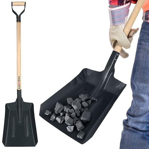 KOTARBAU® Pala per carbone con manico in legno, 1180 x 290 mm, in acciaio, per barbecue, pala con manico lungo in legno