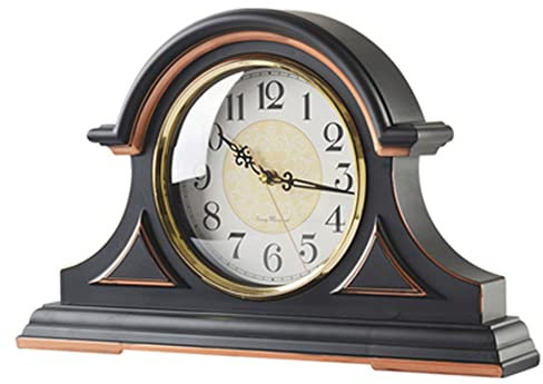 LUOYAOB Vintage Kaminuhr Holz Retro -Tischuhr, Vintage -Schreibtischuhren, stille Manteluhr, for Wohnzimmer, Kamin, Schlafzimmer, Nacht (Color : Zwart)