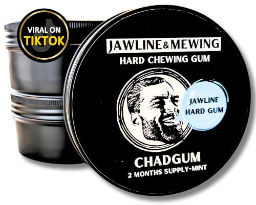 JAWTONE CHADGUM ™ Hard Mewing JAWLINE GUM puissant exercice de mâchoire [2 mois d'approvisionnement] Jawline shaper | Exerciseur de mâchoire pour les hommes qui souhaitent améliorer [Menthe Xylitol]