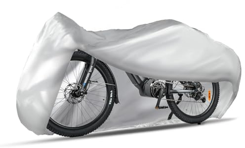 Varstrom Bicycle Cover Waterproof Outdoor For Outside Storage 210D Oxford Bike Rain Cover Sun Protection Dust Cover with Pu Coating & Safty Straps & Lock-holes & Bag for Kids Mountain Bike -Silver