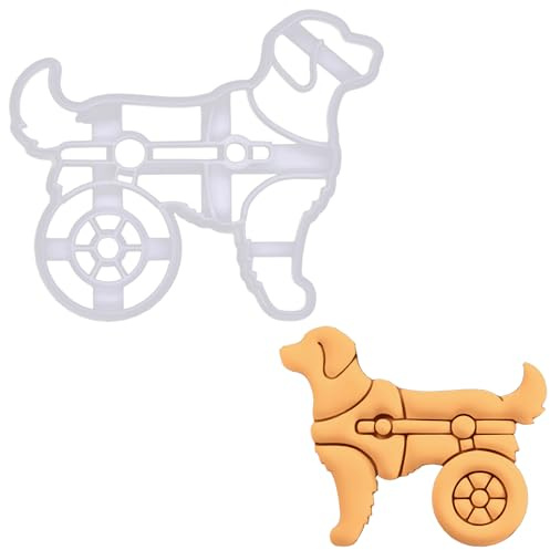 BAKERLOGY Dog on a Wheelchair Cookie Cutter - Bake Dog Treats - Detailed Biscuit Cutter Design for Baking and Crafts, Ideal on Fondant, Dough, Clay