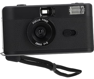 Fotocamera a Pellicola Vintage Nera Riutilizzabile Flash Integrato | Compatibile Pellicola 35mm, Corpo in Abs, senza Batteria, Stile Retrò per Scatti Quotidiani
