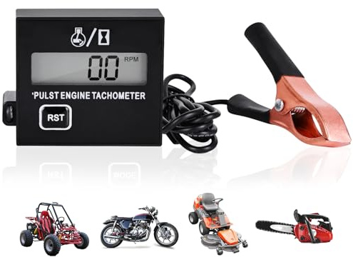 Tacómetro Digital: Tacómetro De Motor Digital De Gasolina, Cuentarrevoluciones Inductivas Con Contador De Horas, Tacómetro Inductivo Para Motosierras Cortadoras De Césped Motocicletas