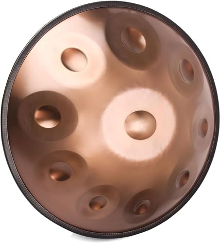 SQSXCKIQ Handpan-Trommelinstrument d-Moll, 22-Pouce-Handtrommel, 10 Noten Hanpan 440 Hz mit Handpan-Ständer, 2 Handpan-Hämmer
