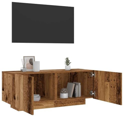 Rantry Möbler TV-ställ gammalt trä 100 x 35 x 40 cm i flerskiktsträ, möbler TV-dörr lågt TV-skåp för vardagsrum industriellt TV-ställ vardagsrum