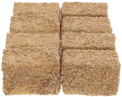 TOYANDONA Lot de 8 balles miniatures en fausse paille pour décoration de maison de poupée, scène de ferme, accessoires artisanaux, 3,5 x 2,9 x 2,9 cm, petit foin réaliste pour décoration de bricolage