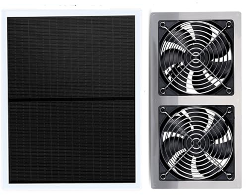 Mytions Ventilatore solare da 10 W, kit di ventola di scarico a doppio guscio in metallo per pollai, serre, capannoni, case per animali domestici e finestre, accessori per pollai