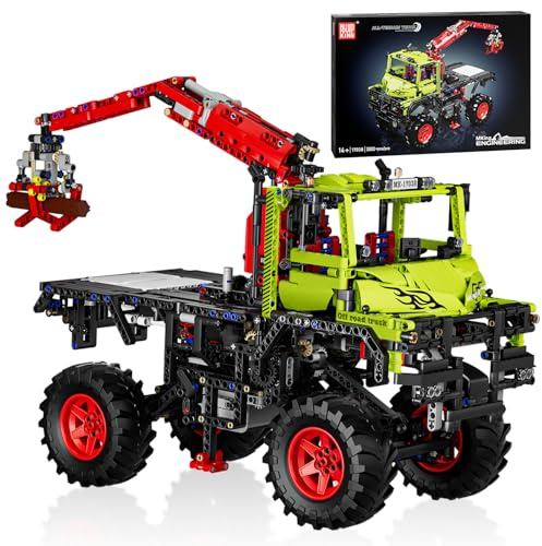 Mould King 17038 Technik Off-Road Vehicle Klemmbausteine Lastwagen Offroad Geländewagen Bausteine mit Holzgreifer Kompatibel mit Andere Marken(2002 Teile)