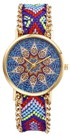 OIDEA Damen Armbanduhr Geflochten Bohemian: Hippie Damenuhr mit Stoff geflochten verstellbar Armband Ethno Geschenk für Frauen Jahrestag