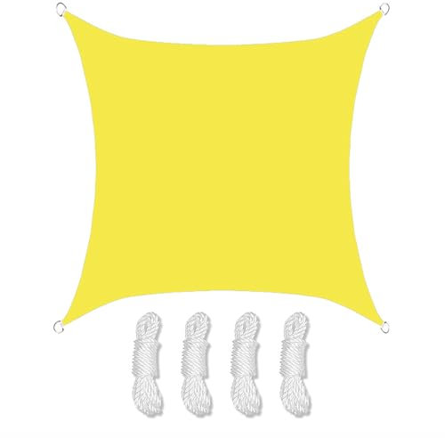 SLDAGe Tenda a Vela Impermeabile Quadrata Giallo, Vela Ombreggiante Rettangolare 420d Materiale Oxford di Alta qualità con Corda Gratuita, Telo Tenda da Sole per Esterno Giardino Terrazzo,A,5X5m