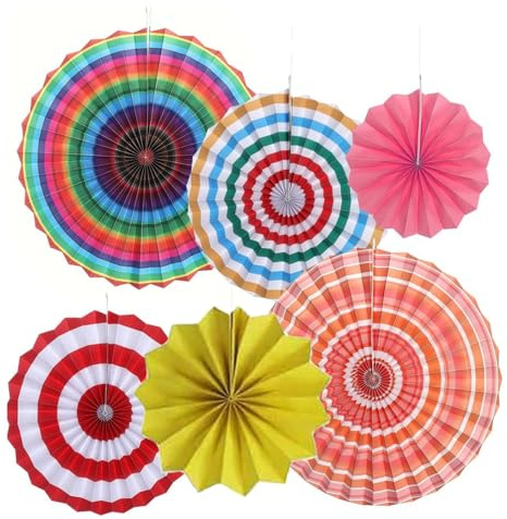 Ensemble De Décoration D'Éventail En Papier, Ventilateur De Plafond À Pompons, Décoration De Vacances Mexicaine, Adapté Aux Fêtes, Mariages, Noël, Thanksgiving, Halloween (Arc-en-ciel)