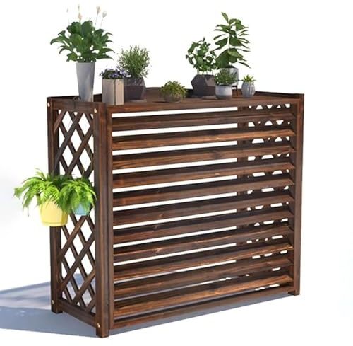 YHDMDQ Funda Aire Acondicionado Exterior De Madera, 110x50x85cm Cubierta Aire Acondicionado Exterior, Contraventanas para Estantes De Flores, Recinto De Bote De Basura(39.3x16.9x37in/100x43x94cm)
