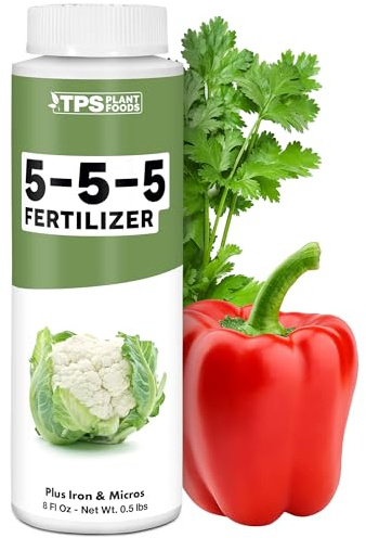 5-5-5 Fertilizer for Plants, Great for Vegetables, Flowers, and Shrubs, Liquid Plant Fertilizer by TPS Plant Foods, 8oz (250ml)
