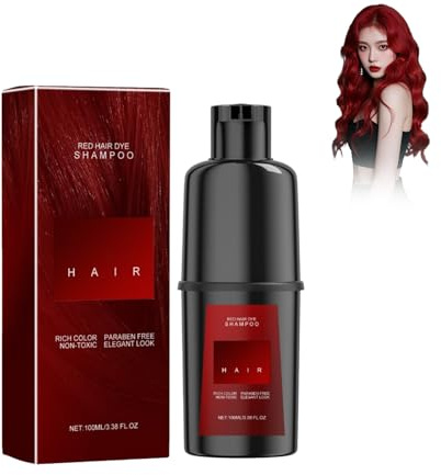 Hair Dye 3-i-1 färgschampo, 100 ml, naturlig vård för grått hår, omedelbar färgning – röd
