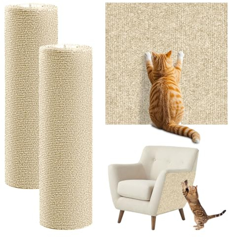 Set med 2 klorskydd för katter, självhäftande, 40 x 200 cm, för katter, klorskydd, soffa och soffa, färg: khaki, 2 set med 40 x 200 cm