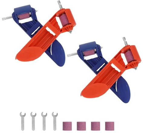 SOLUSTRE 4pcs Portable Drill Bit Grinder Set Grinding Stones, Handheld Drill Bit Sharpener Tool for Metal and Rotary Tools, Blue and Orange Multi-Functional Grinding Wheel Kit for Precision