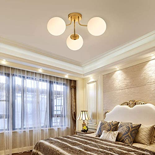 UESJCVXS Lampadario Sputnik Moderno a 3 luci della metà del secolo Lampadario a Semi-Incasso Lampada da soffitto con Paralume in Vetro Smerigliato per Camera da Letto Soggiorno Corridoio