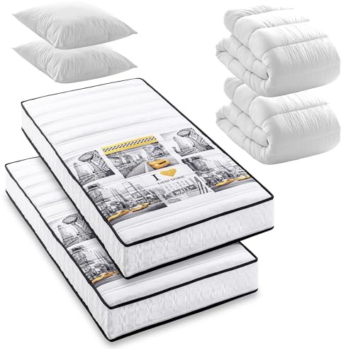 BLUE MOON Pack Manhattan New York | 2 Matelas + 2 Couettes + 2 Oreillers