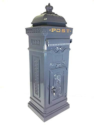 Post Box/Mail Box Freestanding Cast Aluminium Letter Box In Grey