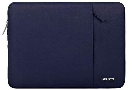 MOSISO Laptop Hülle Tasche 13,3 Zoll, 13-13,3 Zoll Laptoptasche Kratzfest | Ultraleicht, Ultradünn Polyester Vertikale Laptophülle mit Fronttasche für MacBook Pro 14, HP Dell Lenovo, Navy Blau