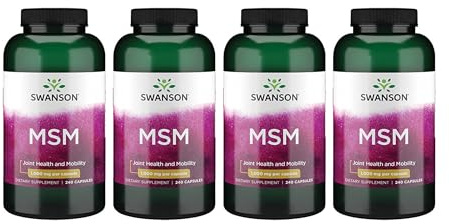 Swanson MSM - Essential Minerals Promoting Mobility & Joint Health Support - Helps to Maintain Connective Tissue Health Including Cartilage, Collagen, & Hair - (240 Capsules, 1000mg Each) 4 Pack
