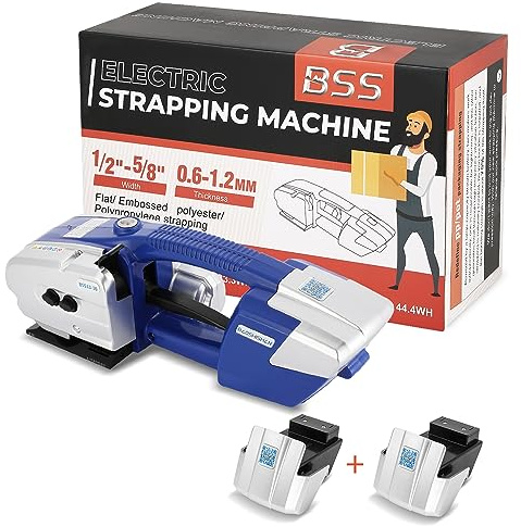BAOSHISHAN Umreifungsgerät Akku mit 2 Stück Batterien Elektrische Schweißen Umreifungsmaschine 13-16mm Schweißbandmaschine Batterie Automatische Bandverpackungsmaschine für PP/PET (Blau)