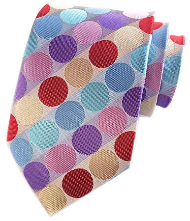Elfeves Men's Colorful Rainbow Polka Dots Ties Fashion Silk Bridegroom Wedding Neckties