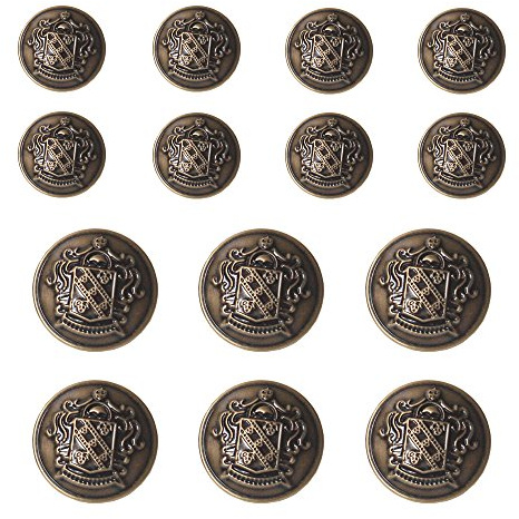 YaHoGa 14 st metallknappar i brons 20 mm 15 mm för blazers, kostymer, rockar (MB20310)