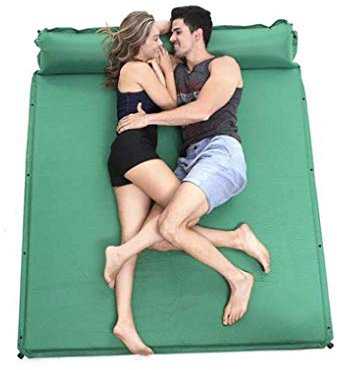 WANGLXST Beach Tent Isomatte mit aufgesetztem Kissen, wasserdicht Leichtgewicht für 2-3 Personen Aufblasbare Außenluftmatte Selbstaufblasend, Green, 74.8 * 64.9 * 1.38inches