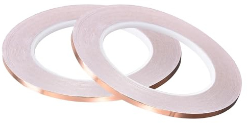 sourcing map 2pcs Ruban Conducteur Simple Face Ruban Feuille Cuivre | 4mm x 30m/98.4pied pour Guitar Artisanat Blindage EMI Réparations Électriques