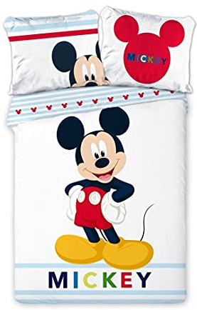 Disney nordica Mickey Cama 90cm Algodon Juegos de sábanas y Fundas de Almohada Infantiles, Multicolor, Único