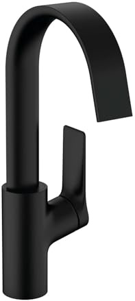 hansgrohe Waschtischarmatur Vivenis, Wasserhahn Bad mit Auslauf Höhe 210 mm, Badarmatur wassersparend, 120° drehbar, Mattschwarz