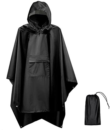 Euyecety Regenponcho Damen und Herren, Wasserdicht Regenjacken Regencape Unisex, Fahrrad Poncho 3 in 1 Multifunktionaler Regenmantel für Jagd, Picknick im Freien, Trekking, Camping, Angeln