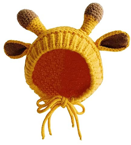 Cozylkx Süße Geweih Ohr Babymütze, Gestrickte Große Ohren Warme Mützen Weihnachten Gestrickte Winter Ohrenklappen Mütze für 636 Monate, Gelb
