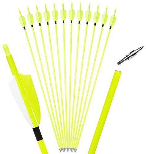 wolfman 32 Zoll Carbonpfeile für Bogenschießen 500 Spine Carbon Jagdpfeile mit 3 Zoll Plastikfeder Carbon Arrows für Pfeil Bogen Recurvebogen Compoundbogen