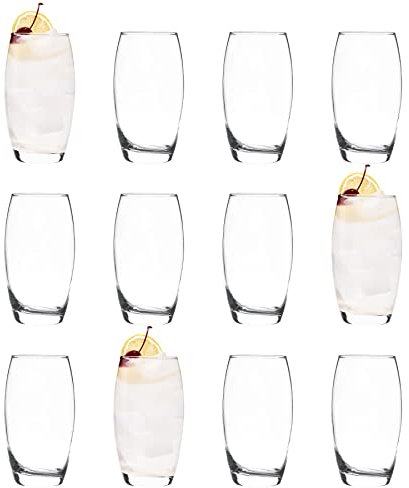 LAV 12x Clear 510ml Empire Highball Glasses - Tall Hi Ball Glass Water Gin Juice Cocktail Drinking Glassware Tumblers Set
