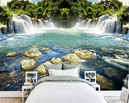 Carta Da Parati Personalizzata Fotomurali 3D Bella Acqua Che Scorre Cascata Schermo Sfondo Muro Decorazioni Per La Casa 300Cm(W)×210Cm(H)