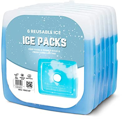 Sterun Reusable Slim & Lightweight Freezer Cold Packs for Lunch Boxes, Coolers & Camping | Freezer Blocks | Ice Packs For Cool Box & Coolers (6)