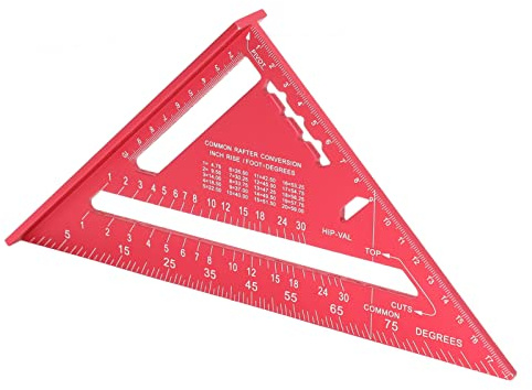 Holzbearbeitungsdreieck Aluminiumlegierung Elektrophoresefarbe Klare Skala Zimmermannswinkel Zum Bestimmen und Markieren von Winkeln(Rot)