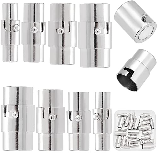 SUNNYCLUE 1 Box 32 Sets 4 Größen Kumihimo Endkappen Schmuck Magnetverschlüsse Verschlussverschlüsse Für Die Schmuckherstellung Lederband Endkappe 3 mm 4.8 mm 6 mm 8 mm Schmuckverschluss Konverter DIY