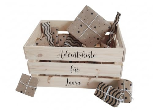 Adventskiste - Aufkleber Groß, DIY Kalender, Adventskalender zum befüllen Schriftzüge Aufkleber Sticker Adventskalender Adventsbox Auswahl: Aufkleber mit/ohne Kiste